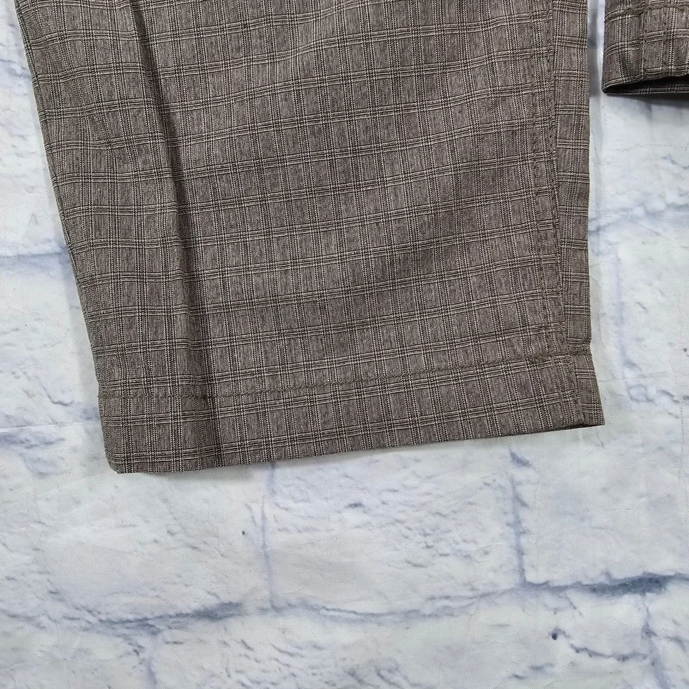 Banana Republic Trousers MENS 36x34 Brown Relaxed Tapered Fit Micro-Check Pants